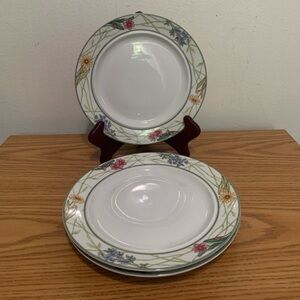 Dansk Cafe Floral Rimmed 9 inch Plates set of 3
